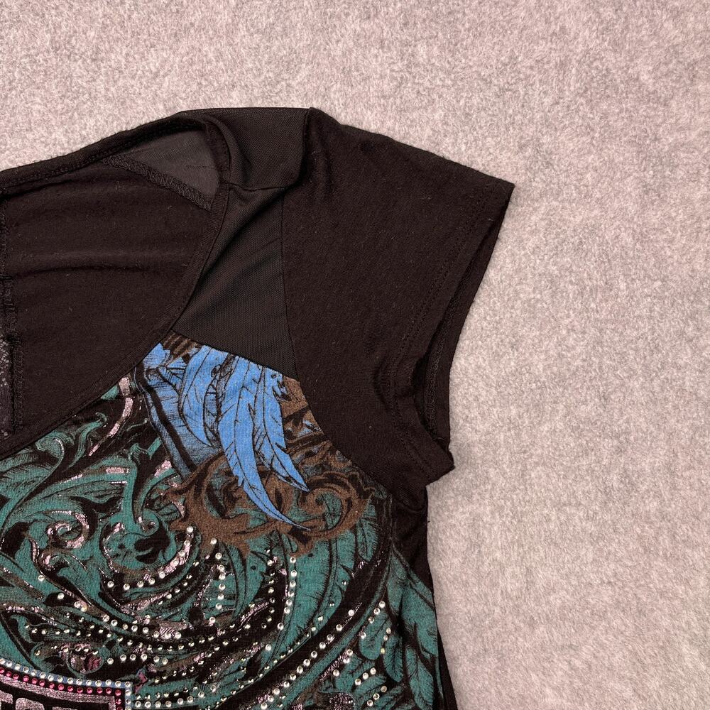 Vintage Harley-Davidson T-Shirt Womens Medium Black Rhinestones Embellished USA - Picture 7 of 11